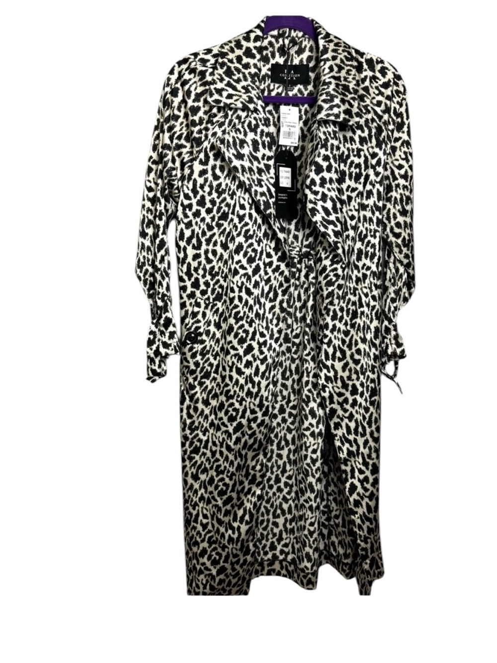 Coalition leopard print lightweight trench coat new size Small mobwife artsy emo